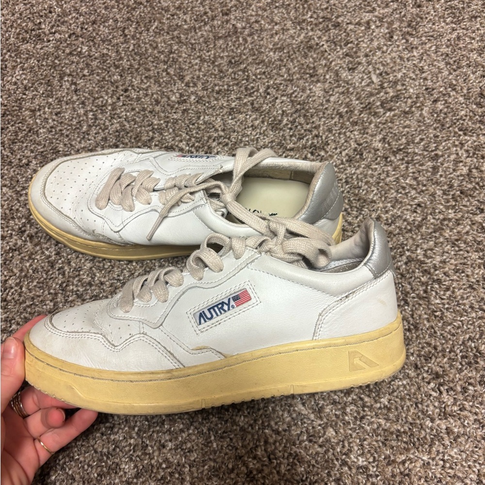 Autry White and Cream Sneakers